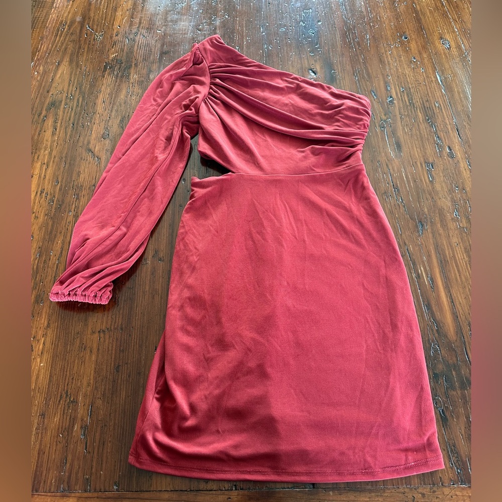 One-Shoulder bodycon mini dress - Burnt orange